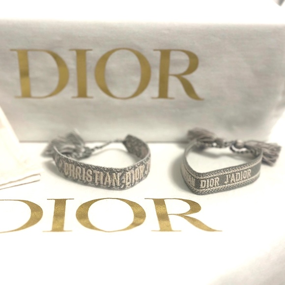 CHRISTIAN DIOR  Woven Cotton J'Adior Friendship Bracelet Set Grey - Picture 1 of 1